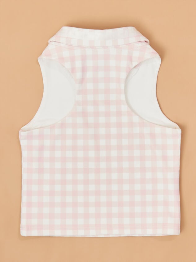 Lena Gingham Polo Tank Detail 3 - TULLABEE