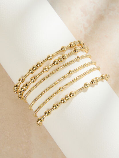 Dainty Gold Bead Bracelet Set - TULLABEE