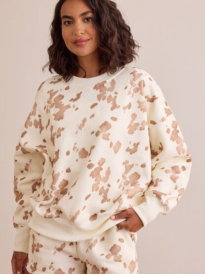 Cow Print Fleece Pullover - TULLABEE