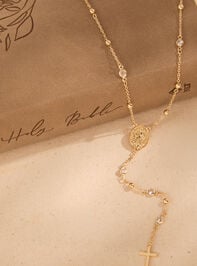 Rosary Cross Dangle Necklace - TULLABEE
