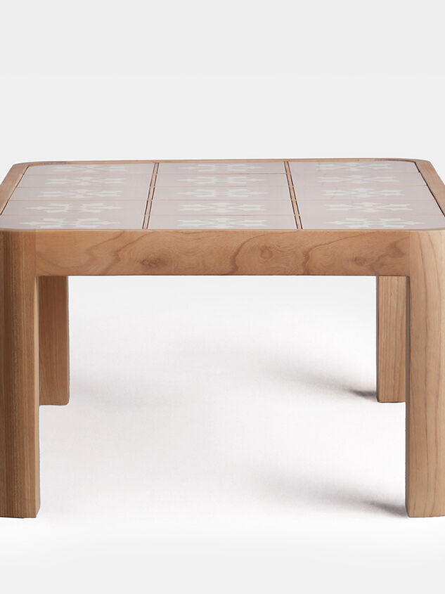 Audrey Wood Coffee Table Pink and Cream Detail 5 - TULLABEE
