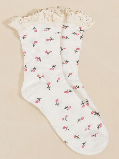 Lace Trim Crew Socks - TULLABEE