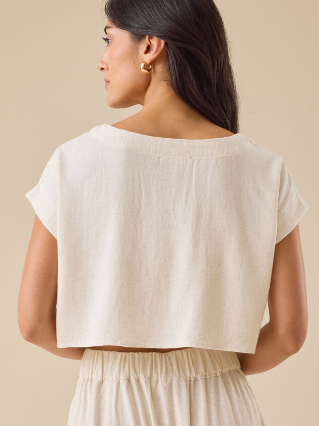 Jules Linen Crop Top Detail 5 - TULLABEE