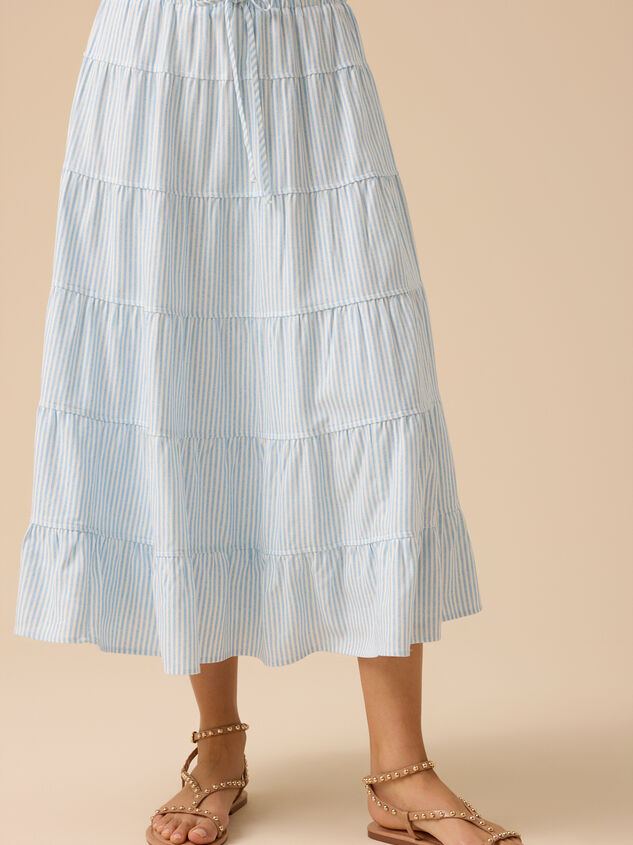 Lucy Striped Linen Skirt Detail 3 - TULLABEE