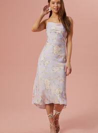 Blythe Floral Satin Slip Dress Detail 2 - TULLABEE