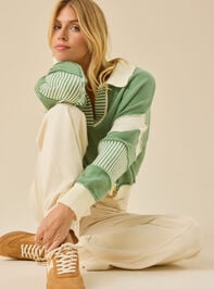 Beth Crop Mixed Media Pullover Detail 2 - TULLABEE