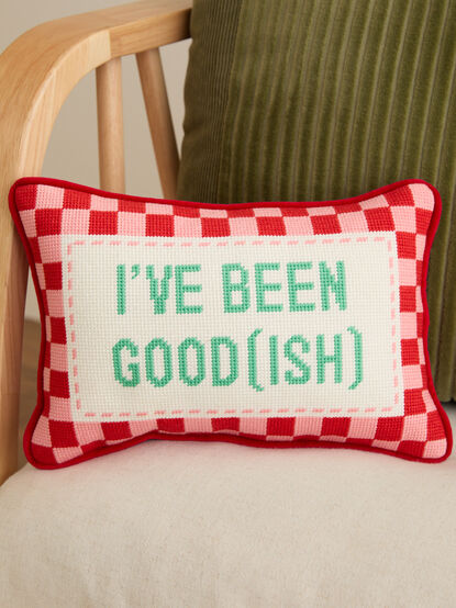 I've Been Goodish Needlepoint Pillow - TULLABEE