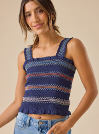 Nubia Embroidered Smocked Top - TULLABEE