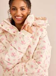 Frosted Wishes Floral Puffer Jacket Detail 2 - TULLABEE