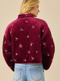 Freya Velvet Floral Embroidered Jacket Detail 5 - TULLABEE