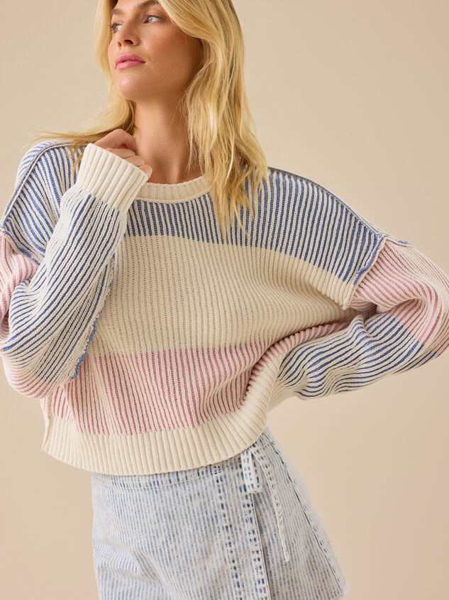 Sloane Ribbed Striped Sweater Detail 4 - TULLABEE