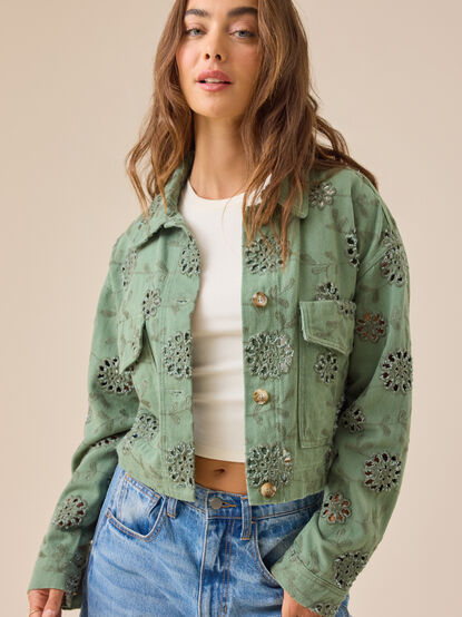 Renesme Denim Eyelet Jacket - TULLABEE