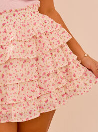 Jazzy Floral Tiered Skirt Detail 3 - TULLABEE