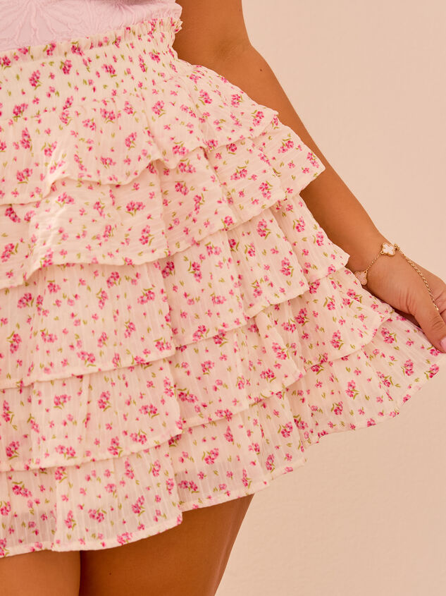 Jazzy Floral Tiered Skirt Detail 3 - TULLABEE