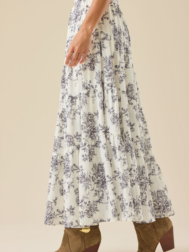 Daphne Floral Maxi Skirt Detail 5 - TULLABEE