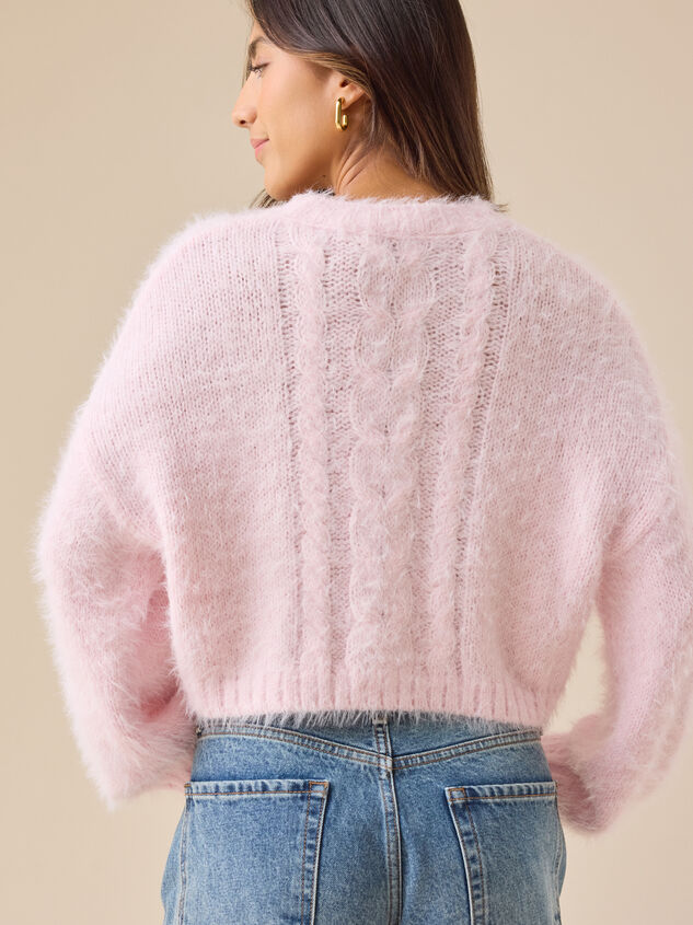 Callie Fuzzy Cropped Sweater Detail 5 - TULLABEE