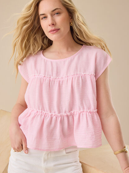 Matalyn Stripe Tiered Babydoll Top - TULLABEE