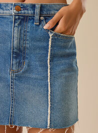 Ava Front Seam Denim Mini Skirt Detail 3 - TULLABEE