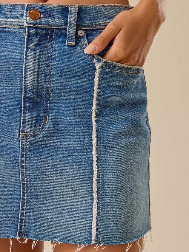 Ava Front Seam Denim Mini Skirt Detail 3 - TULLABEE