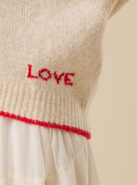 Love Contrast Trim Sweater Detail 3 - TULLABEE