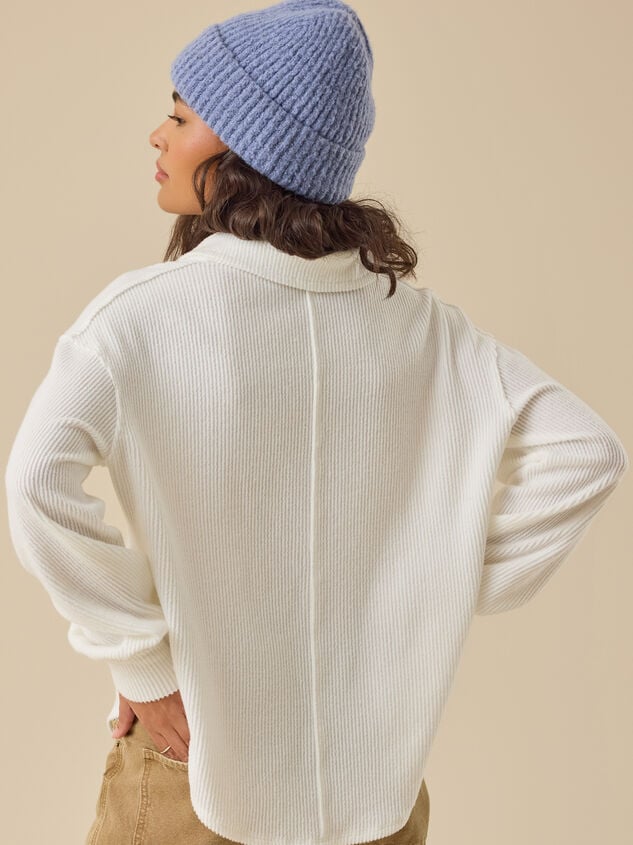 Kayleigh Ribbed Oversized Top Detail 3 - TULLABEE