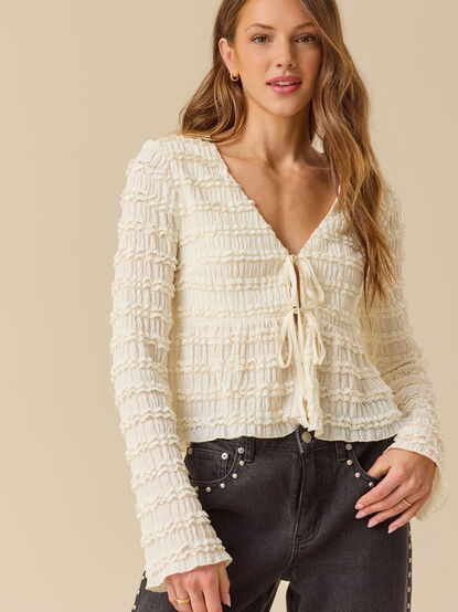 Livvy Ruffle Tie Front Top - TULLABEE