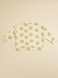 Smiley Face Sweatshirt Detail 2 - TULLABEE