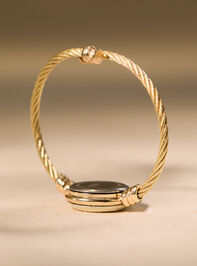 White Enamel Twisted Cuff Round Face Watch Detail 2 - TULLABEE