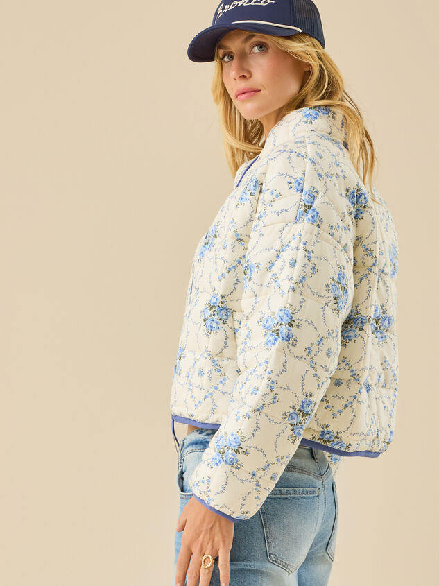 Lilah Floral Quilted Jacket Detail 3 - TULLABEE