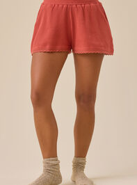 Aleah Waffle Lace Trim Shorts Detail 2 - TULLABEE