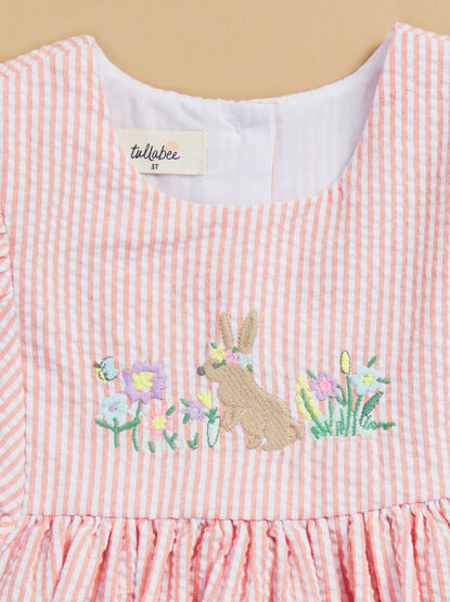Kenzie Baby Puff Sleeve Stripe Bunny Dress - TULLABEE