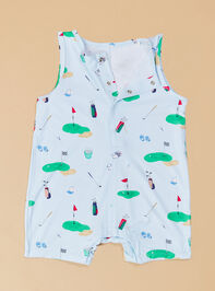 Timmy Golf Things Shortie Romper Detail 2 - TULLABEE