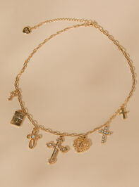 Mixed Cross Charm Dangle Necklace - TULLABEE