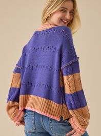 Cece Varsity Stripe Sweater Detail 4 - TULLABEE