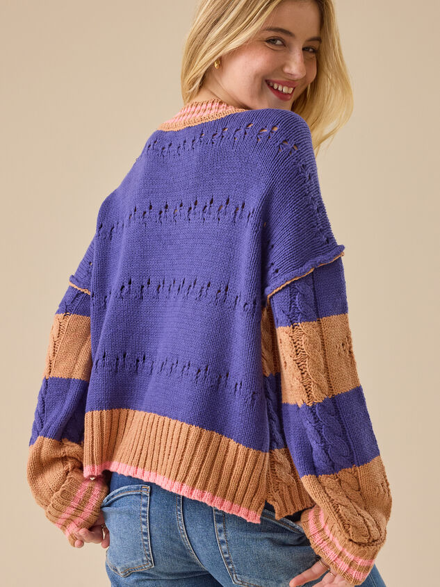 Cece Varsity Stripe Sweater Detail 4 - TULLABEE