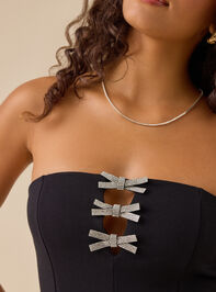 Lulu Strapless Rhinestone Bow Mini Dress Detail 4 - TULLABEE