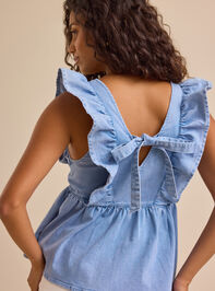 Jolene Denim Babydoll Top Detail 5 - TULLABEE
