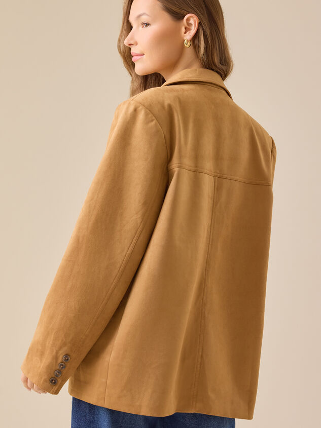 Jasmine Oversized Suede Blazer Detail 5 - TULLABEE