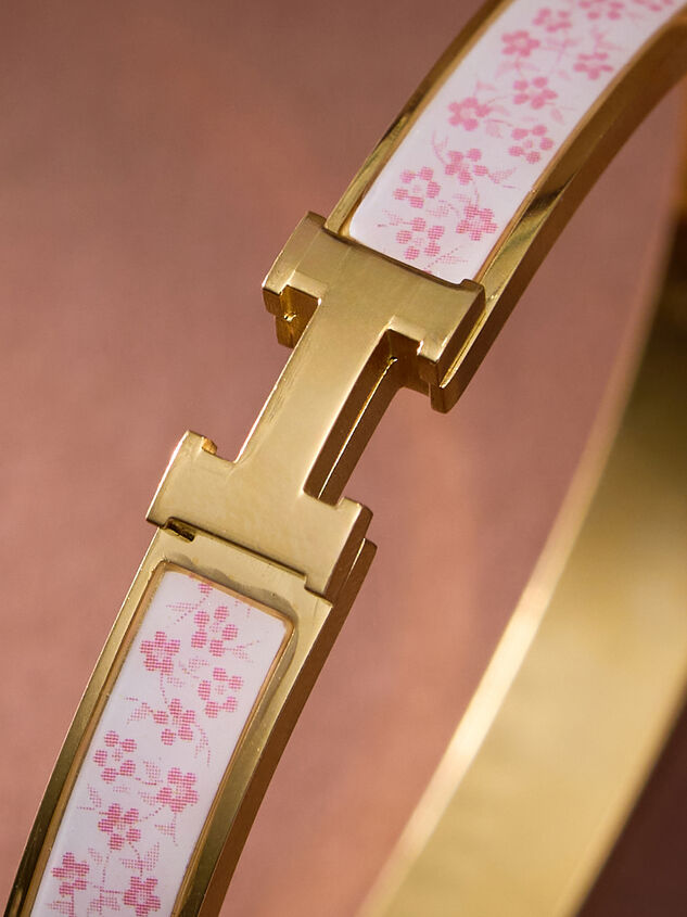 Floral H Bangle Bracelet Detail 2 - TULLABEE