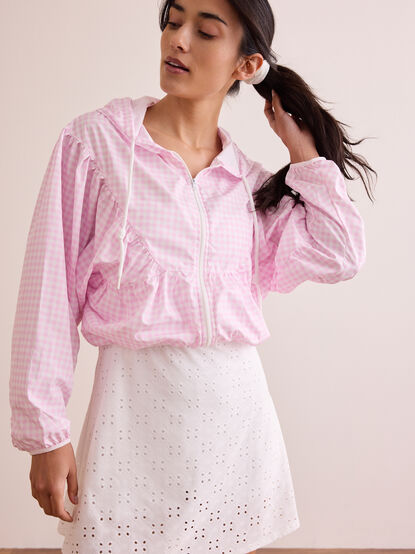 Breakthrough Gingham Full Zip Hoodie - TULLABEE