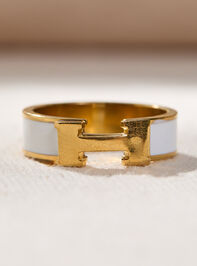 Stainless Steel H Enamel Ring Detail 2 - TULLABEE