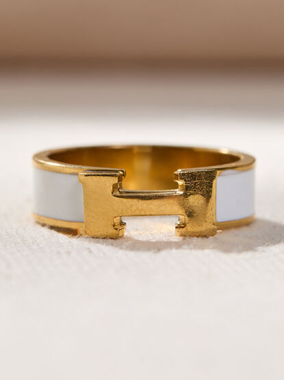 Stainless Steel H Enamel Ring - TULLABEE