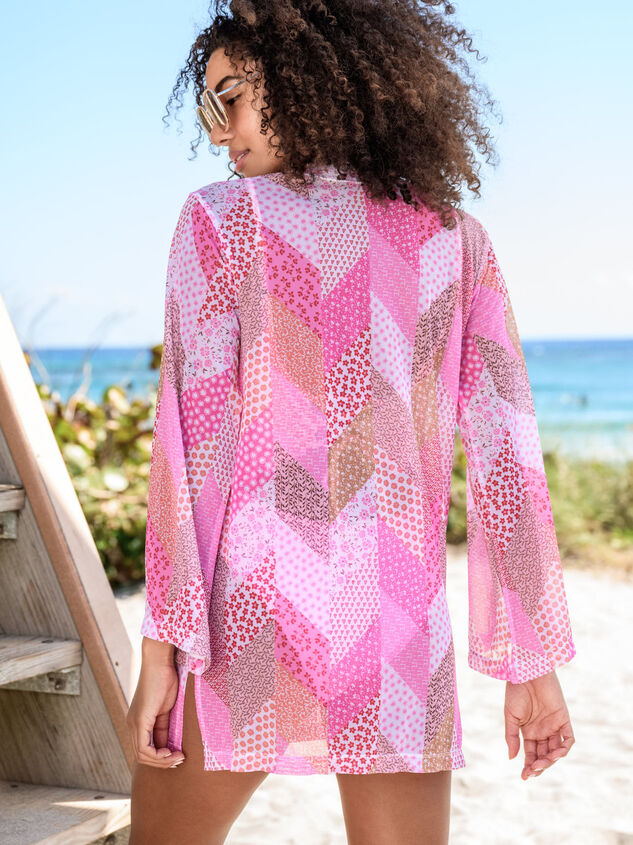Carly Patchwork Kimono Coverup Detail 3 - TULLABEE