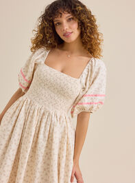 Ella Velvet Trim Floral Mama Dress Detail 2 - TULLABEE