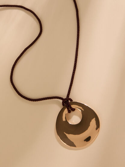 Open Circle Cord Charm Necklace - TULLABEE