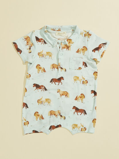 Brown Pony Polo Romper - TULLABEE