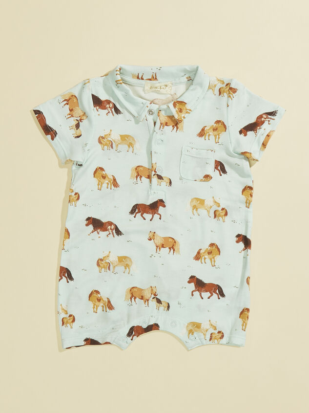 Brown Pony Polo Romper Detail 1 - TULLABEE