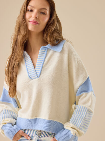 Beth Crop Mixed Media Pullover - TULLABEE