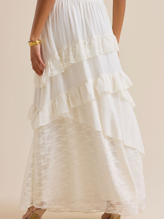 Evangeline Asymmetrical Tiered Maxi Skirt Detail 4 - TULLABEE