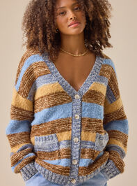 Sammy Oversized Stripe Cardigan Detail 4 - TULLABEE